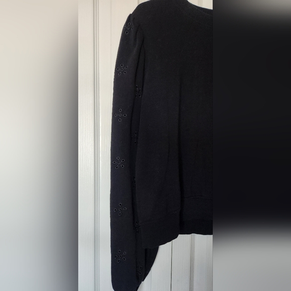 H&M Black Sweater with Eyelet Sleeves - Size Large - Picture 3 of 8